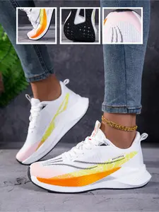 2026 Summer New Casual Couple Breathable Running Shoes, Running Sneaker, Women's Thick-soled Lightweight Sports Shoes, Non-slip Mesh Walking Shoes, Men's Outdoor Running and Gym Suitable, Fluorescent Green Color, Comfortable, Sizes 35-45