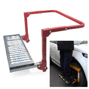 HTTMT Adjustable Heavy Duty Tire Step for Vehicles Pickup Truck SUV RV Non-Slip Steel Surface Folds for Storage Tool Organizer For 300LBS Capacity