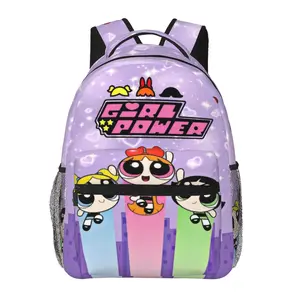The Powerpuff Girls all-over print multi-pocket large-capacity backpack for business trips, camping, and college—cartoon casual merch laptop backpack; gift for women, men, and kids