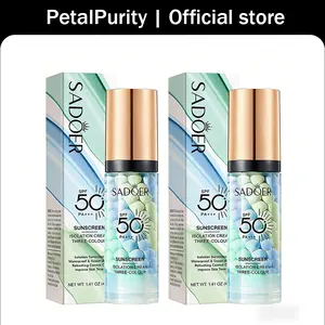 3-in-1 Color Correcting Facial Serum & Primer SPF 50 PA+++ Sunscreen Isolation Cream Tone-Up Concealer Moisturizing Oil Control Invisible Pore Face Concealer Foundation Makeup Primer Base for Face Green Skin Repair - Daily, Flawless