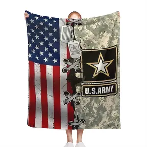 U. S.  Military Throw Blanket - Heavyweight 280gsm Flannel - All-Season Soft Hypoallergenic Bedspread, Sofa Cover, Tactical Camo Design In  Green/Black/White/Gray/Beige - Patriotic  Decor For Veterans