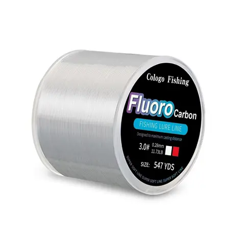 500m/547Yards Strong Abrasion-Resistant Fluorocarbon Coated Nylon Fishing Line, Fishing Supplies - 6.7kg-21kg Breaking Strength, Low-Vis, Saltwater & Freshwater Ready, 0.4-1.0lb Test Weight, Compact Spool Design