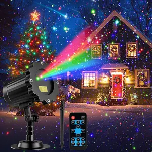 Laser Christmas Projector Lights Outdoor Waterproof RGB 3 Colors Gypsophila Moving Twinkles Stars Light Show Christmas Holiday Decorations for Yard House Garden Party