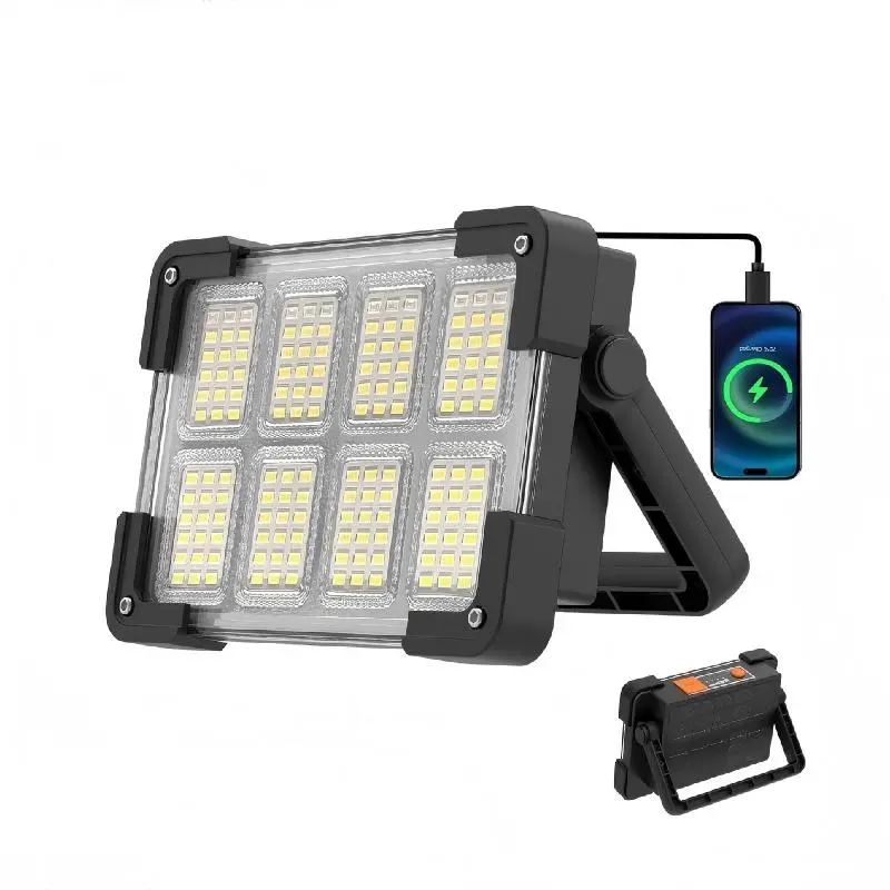Rechargeable High Lumen Flashlight - New Solar-Powered Portable Dual LED Work Light, IP65 Rated Solar Flood & Spot Lighting, USB Multifunctional, Blackout Power Outage Emergency Light, Phone Charging Capability, Rechargeable Flashlight, Portable Solar Flo