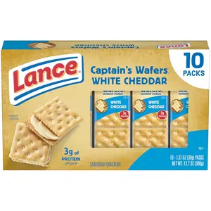Lance Sandwich Crackers, Captain's Wafers White Cheddar, 10 Individual Packs, 6 Sandwiches Each