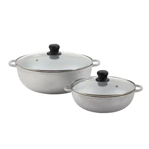 IMUSA 2.5/7.0qt Cast Aluminum Caldero 2pc Set with Glass Lid 22/30cm, caldero set, aluminum cookware, cooking pot, glass lid, kitchen essentials, soup pot, stock pot