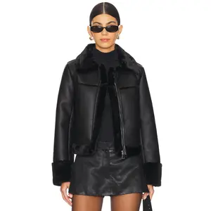 superdown Sasha Faux Leather Jacket in Black