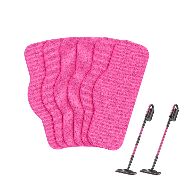 Schenley 6-Pack Pink Microfiber Mop Head Replacement Pads for Hestia & Schenley Steam Mops, Washable Reusable Vacmop/Hardwood Floor/Stain Removal Accessories, High-Density Grime-Lifting, Floor-Guarding, Fast-Drying, Long-Lasting Absorbency, Vacmop Steam C