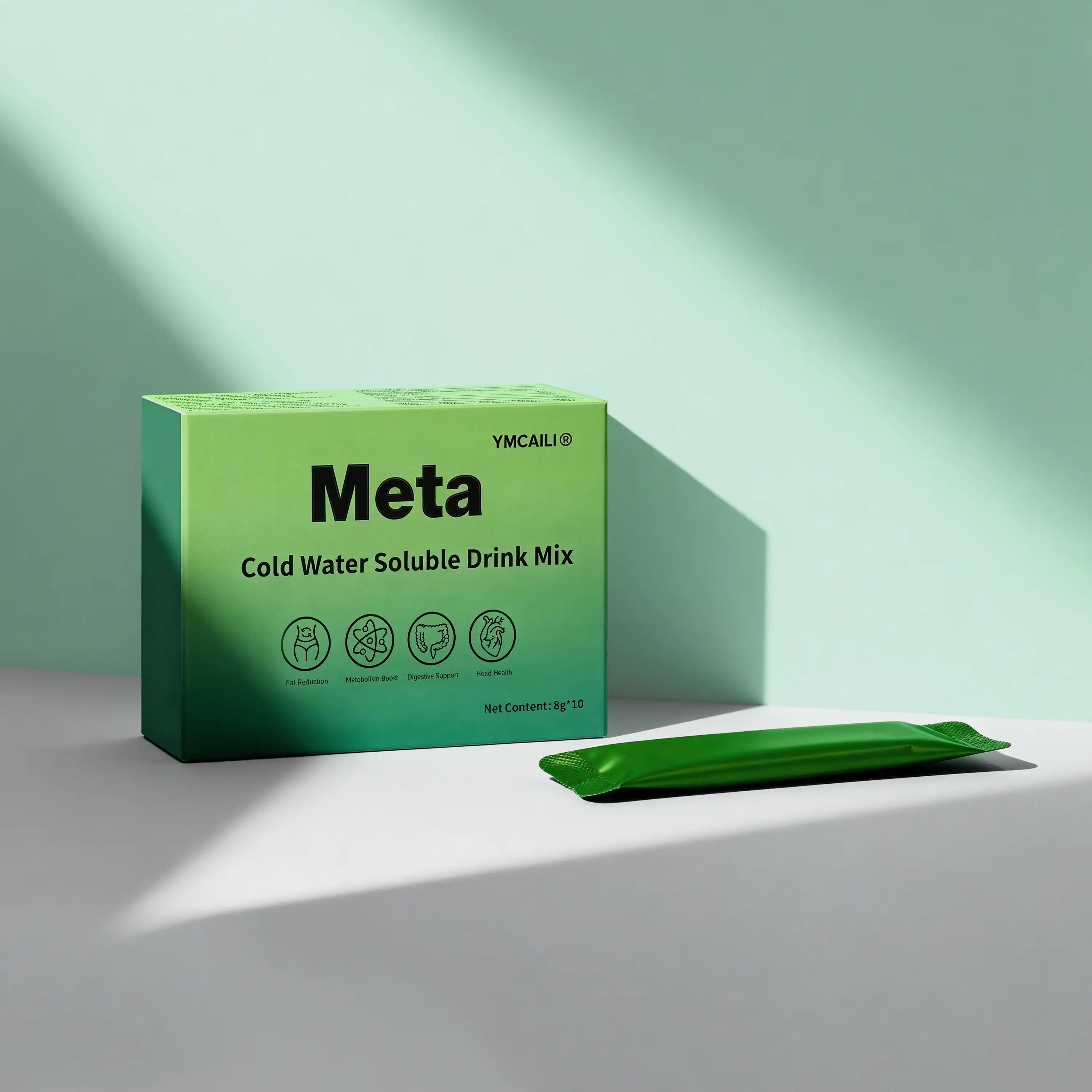 YMCAILI Meta Cold Water Drink Mix 10 Bags 8g Each - Instant Soluble Powder for Gut Health, Metabolism Boost & Immune Support with Natural Ingredients，