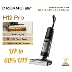 DREAME H12 Pro Select Vacuum Mop, Wet Dry Vacuum Cleaner, Smart Floor Cleaner Cordless Vacuum and Mop for Hard Floors, One-Step Edge to Edge Cleaning with Hot Air Drying Black