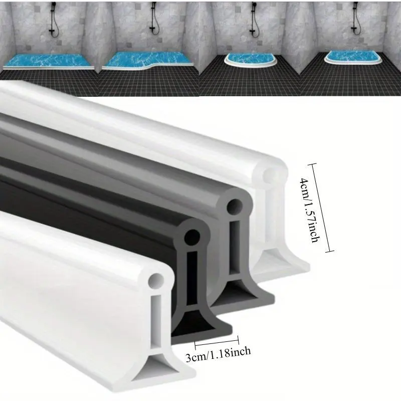 DIY Shower water barrier Silicone Bendable Water Retaining Strip for Bathroom Door Threshold Washing Machine Shower Dam Barrier Bathroom Accessory