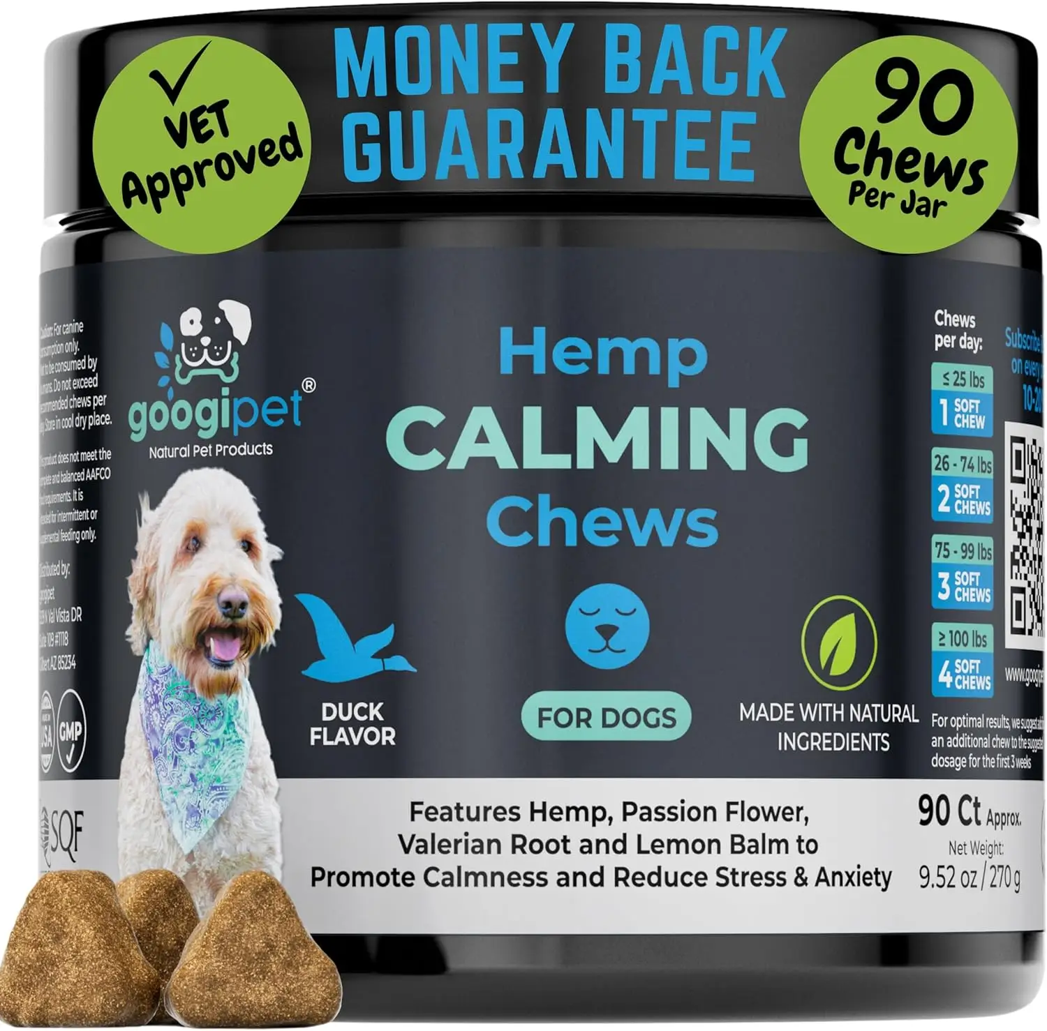 Googipet Hemp Calming Chews for Dogs Dog Calming Chews, Helps with Dog Anxiety, Separation, Barking, Stress Relief, Sleep Calming Aid Treats, for All