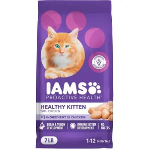 Kitten Dry Cat Food with Real Chicken Complete Growth Nutrition Balanced Daily Formula Healthy Pet Food 7 Lb Bag