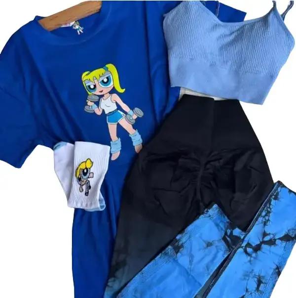 ONLY THE SHIRT Cute Powerpuff Bubbles Girls Gym Mode Shirt, Cartoon Character Tee, Girl Power Graphic, Hero Girl Gift, Powerpuff Girls Workout Merch