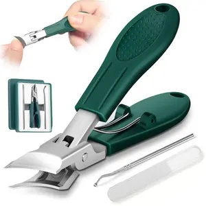 3pcs Ergonomic Nail Clipper with Ingrown Tool & File, for Thick Nails