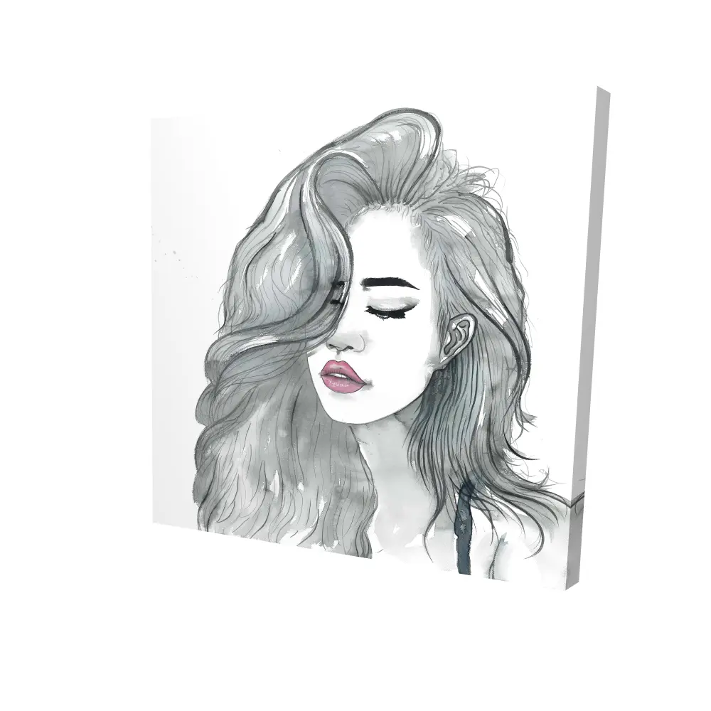 Begin Home Decor 2080-2424-FI79 24 x 24 in. Bohemian White Woman Canvas - Beautiful Female Hair Decor
