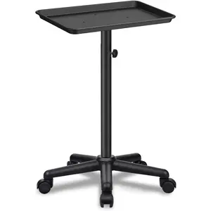 Black Salon Tray Height Adjustable Hair Color Tray with Wheels for  or  Use