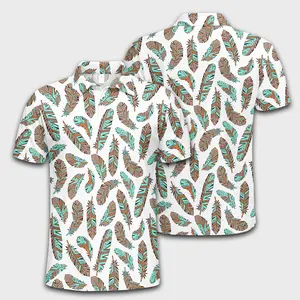 Feathers Polo Shirt Funny Golf Shirt, Men's Print Polo shirt, Father's day gift for Dad Breathable Clothes Menswear Top Fathersdaygift Athletic