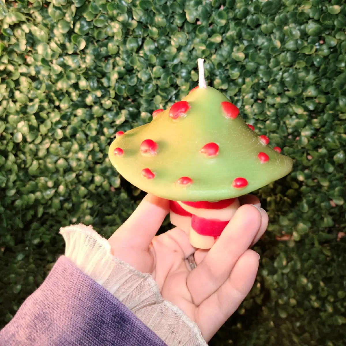 Green Christmas Mushroom Candle