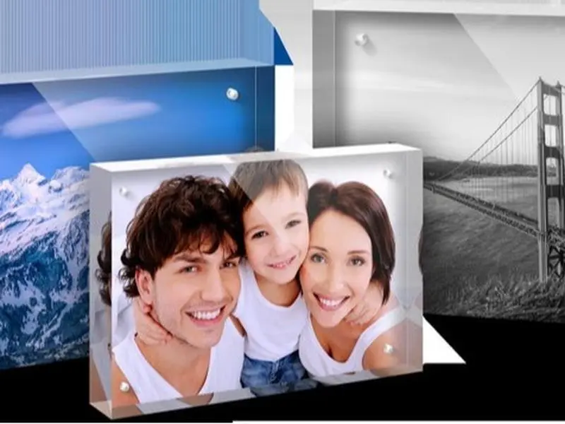 2pk Magnetic Acrylic Photo Frame Block with 3D Effect, Either 4x6, 5x7 or 8x10