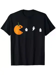 Men's Halloween Castle Graphic T-Shirt Breathable Round Neck Tee for Costume Parties and Casual Outings Machine Washable All-Season Wear with Nature Inspired Design and Comfort Fit Streetwear Black