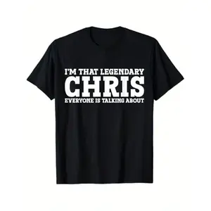 Funny "I'm That Legendary Chris" Patriotic Movie Quote T-Shirt for Men - with Text, Classic Round Neck, Regular Fit, for halloween & Christmas Novelty Gift, Casual Humor Apparel for Adults