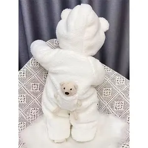 Baby Winter Cotton Jacket Fleece Lined Thickened One-Piece Newborn Furry Outdoor Romper Crawling Suit Unisex Baby Wrap Suit Boys' Halloween Stars Zipper Gingerbread Boy Hooded