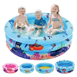 Inflatable Swimming Pool Ocean Animal Pattern Triple Ring Thickened Family Water Play Fishing Multi-Functional Best Parent-Child Interactive Toy Gift
