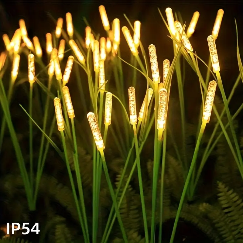 LED Solar Reed Garden Lights - Outdoor Insertable Pole Lights with Rechargeable Lithium Batteries, IP54 Waterproof, Semi-Flush Mount Design for Ponds, Terraces