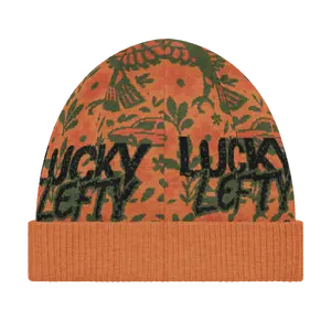 Orange and Olive Thunderbird Knitted Beanie