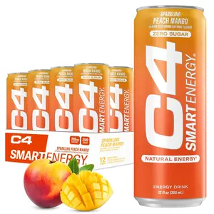 C4 Smart Energy Drink ‚ Boost Focus and Energy with Zero Sugar, Natural Energy, and Nootropics 200mg Caffeine Peach Mango (12oz 12)