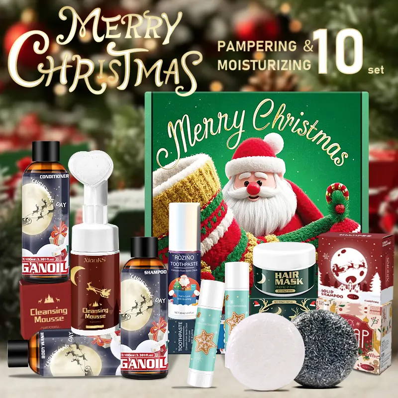 Merry Christmas 10-Piece Skincare & Haircare Gift Set – Ultimate Moisturizing & Pampering Routine for Radiant Skin and Lustrous Hair!