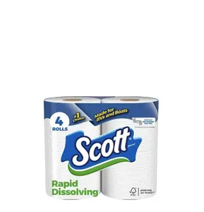 Scott Rapid-Dissolving Toilet Paper, 4 Double Rolls Pack
