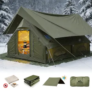SENLEETO Luxury 129 sq ft Inflatable Camping Tent for 8-10 People Waterproof Blow-Up House with Rainfly Insulated Tents