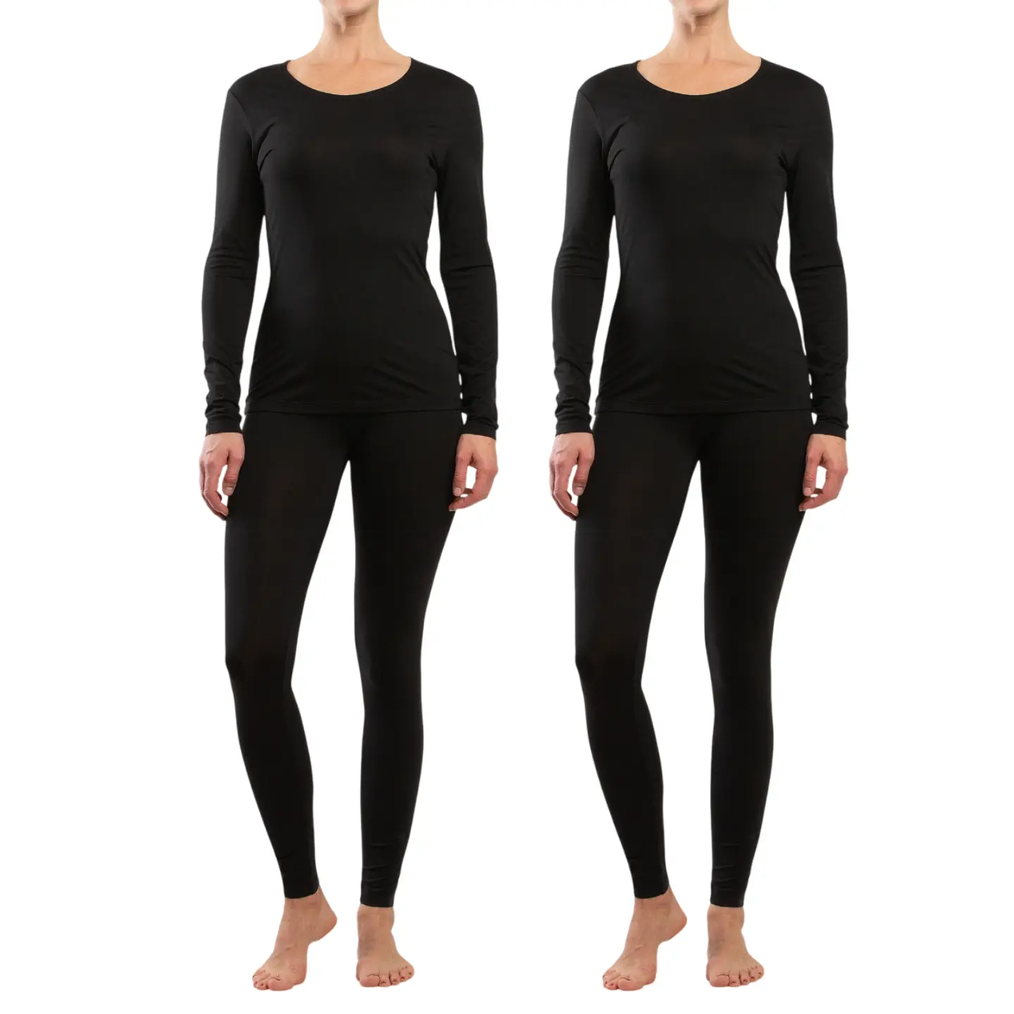 2 Pack Women’s Thermal Underwear 2 Piece Set S-XL Top & Bottom Heat Thermal Set Regular Plus Size Lightweight Stretch Comfort Heat Retention Anti Odor Quick Dry Base Layer Winter Underlaying