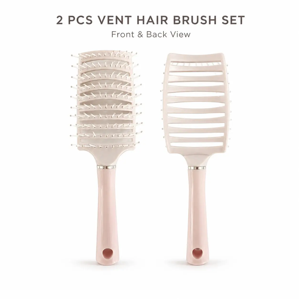 2 Pack Vent Hair Brush Set, Curved Vented Detangling Hairbrush for Wet & Dry Hair, Lightweight Paddle Brush for Blow Drying