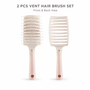 2 Pack Vent Hair Brush Set, Curved Vented Detangling Brush for Wet & Dry Hair, Lightweight Paddle Brush for Blow Drying
