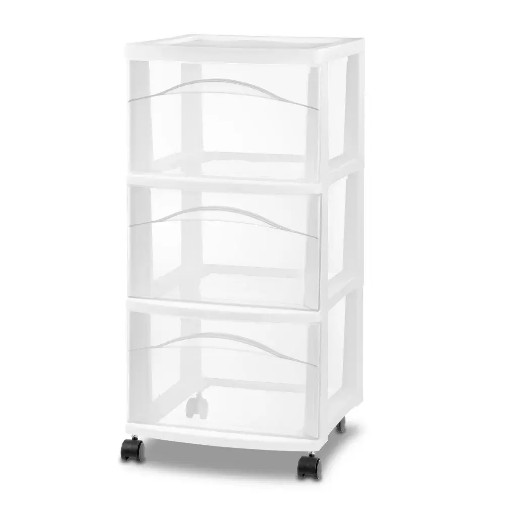 3 Drawer Medium Cart White