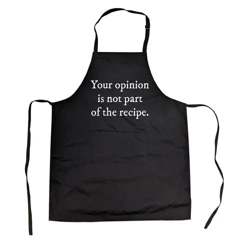CRAZY DOG T-SHIRTS Women's Black Adjustable Funny Sarcastic Cookout Apron - Baking, Cooking, Barista Making Latte Workwear, One Size Graphic Print Accessory, Novelty Kitchen Chef Smock