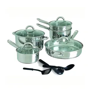 Gibson Stainless 12-Piece Kitchen Set - Cookware for Home Cooking