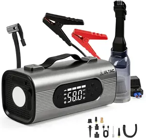 8-in-1 Jump Starter with Air Compressor 2000A PEAK, Portable 12V Battery Booster (All Gas/10L Diesel), 150PSI Auto Shut Off Tire Inflator, Mini Vacuum Cleaner, Power Bank, Digital Display, SOS LED Light Emergency Car Kit for Car Truck SUV RV