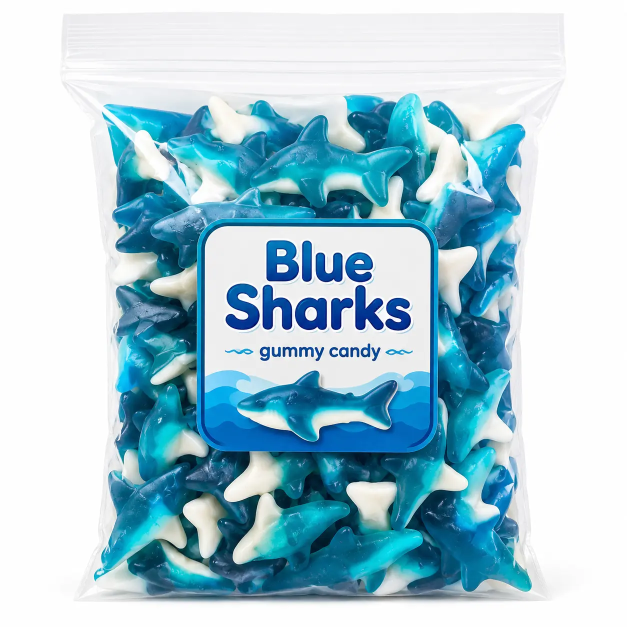 Blue Raspberry Flavor Blue Shark Gummy Candy, 1 Lb Bag - Fruit Chewy Snack, Sweet Treat for Goodie Bags