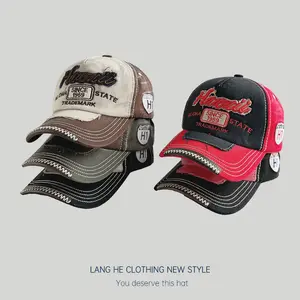 Letter embroidered color-blocking baseball cap for women fashionable, casual, versatile, couple's peaked cap, summer men's sun hat