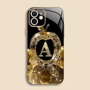 Suitable for [iPhone 12 Mini] New high-end gold letter electroplated gold edge mobile phone case new business simple explosion-proof mobile phone case affordable anti-fall anti-fingerprint 995
