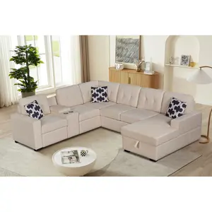 Multifunctional Modular L - Shaped Sectional Sofa with Built - in Cup Holders, Hidden Storage Compartments and Convertible Seating Design