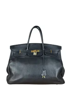 Pre-owned togo leather Shoulder Bags Hermes Black Birkin 40 Handbag Gold 1998