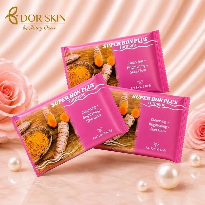3 Super Bon Plus Turmeric Soap for Face & Body - Cleansing Brightening Skin Glow
