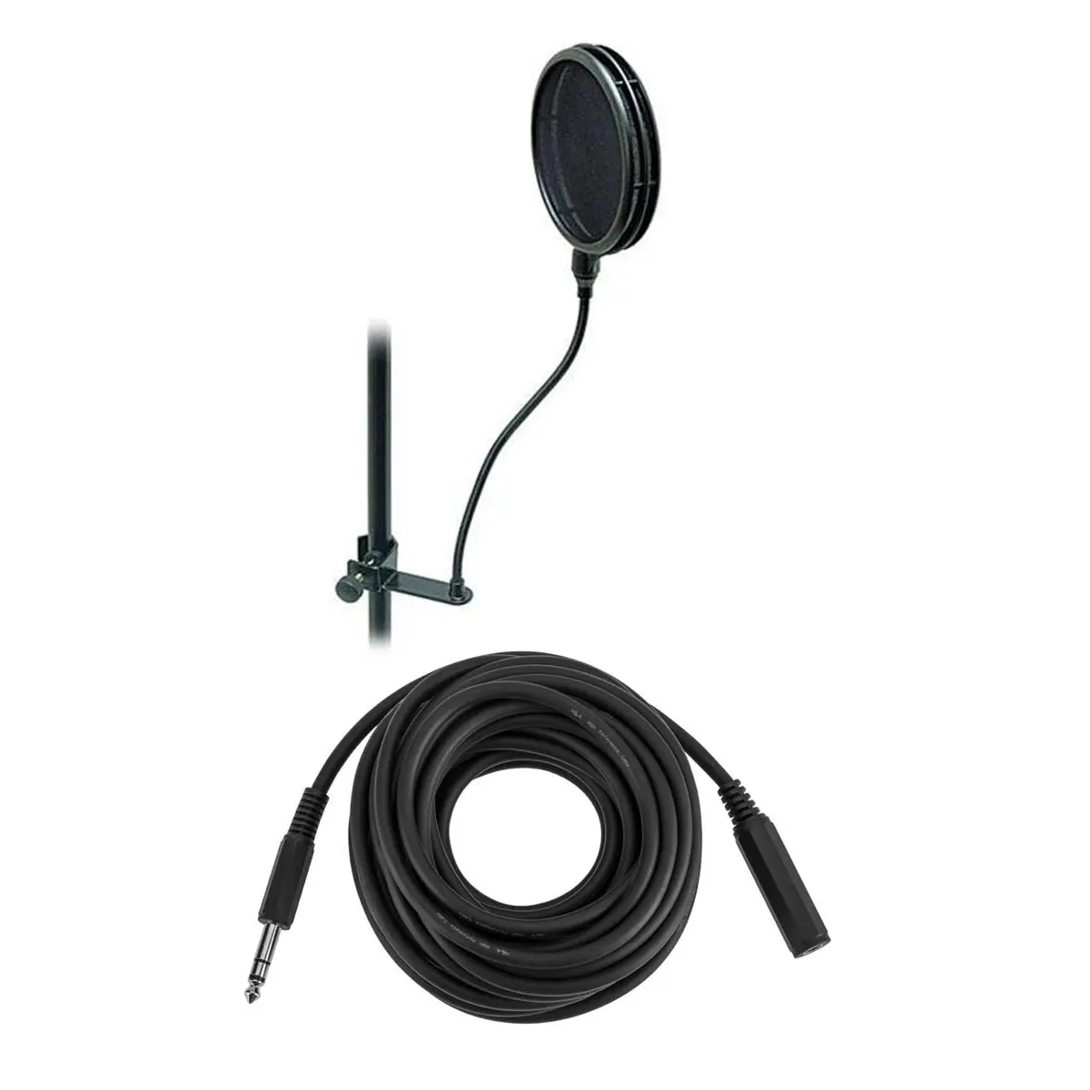 On-Stage ASFSS6GB 6" Dual-Screen Pop Blocker with H&A Platinum Pro 25' TRS 1/4" Male to 1/4" Female Interconnect Cable