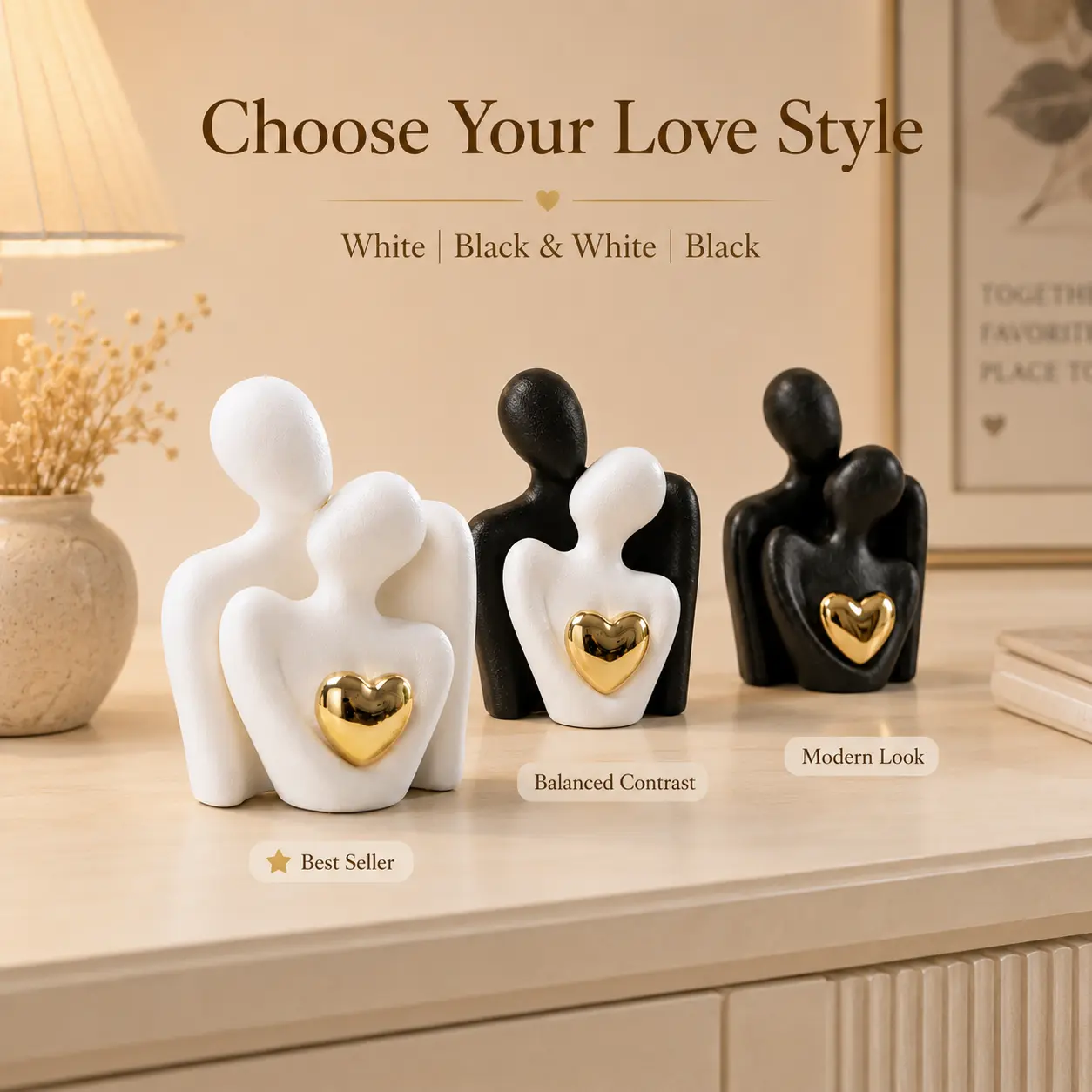 Mini Couple Resin Figurines, Cute Romantic Couple Statue for Desk Decor, Minimalist Home Decoration, Sweet Love Gift for Couples, Anniversary Wedding Gift