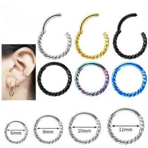 6PCS-Twist Nose Ring, Nose Stud, Seamless Splicing, Nose Ring, Earring, Stud Piercing Jewelry